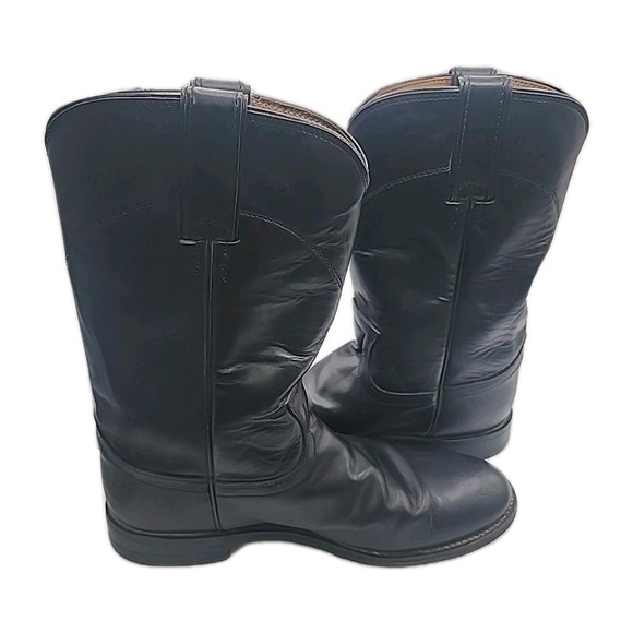 Justin Womem's Sz 7 Black Leather Roper Mexico Western Cowboy Boots - Picture 11 of 12